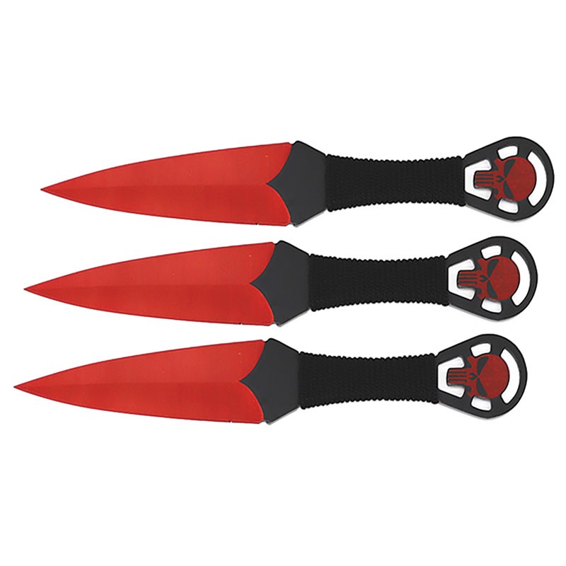 Punisher 3 Piece Throwing Knife Set - Red