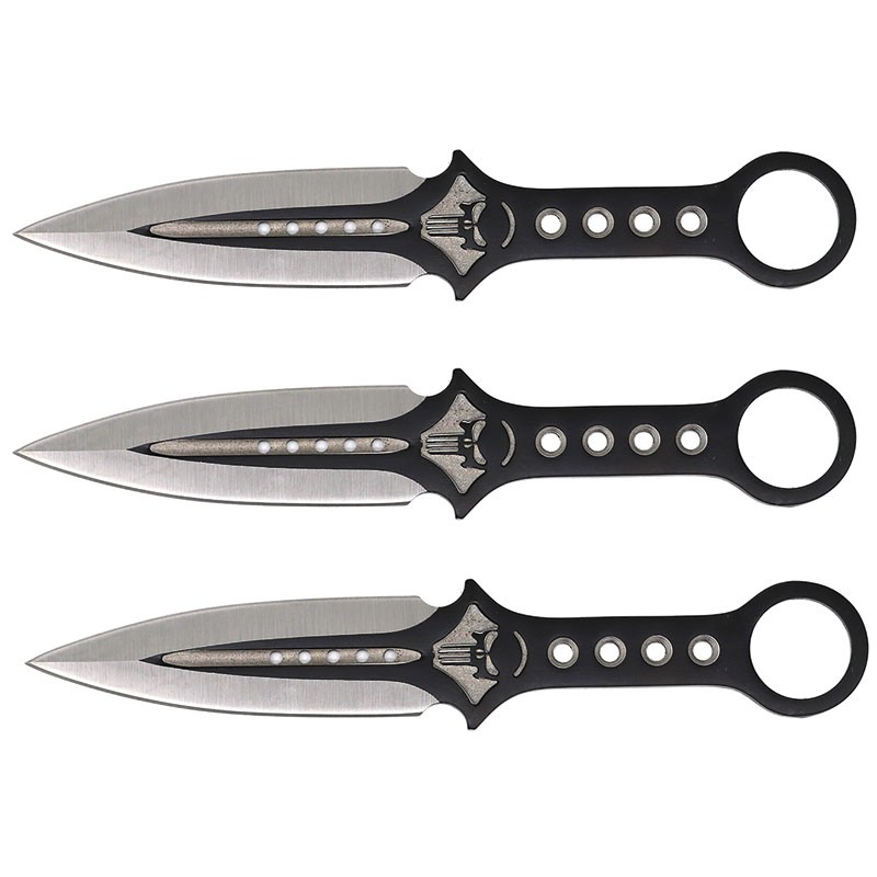 Punisher 3 Piece Throwing Knife Set - Black