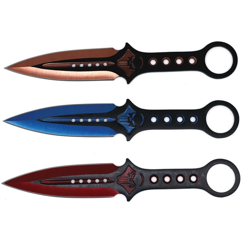 Punisher 3 Piece Throwing Knife Set - 3 Color Set