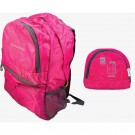 Voyager's Compact Folding Backpack - 22L Durable Polyester with Multi-Pocket Design - Pink