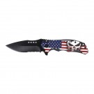 USA Flag with Punisher Assisted Knife