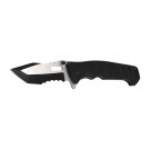 ABS Handle Assisted Opening Knife - Black with Two-Tone Blade