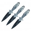 Black and White American Flag 3 Piece Throwing Knife Set