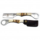 Bone Collector's Bone Handle Straight Razor with Case and Sharpening Strop