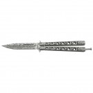 Classic 6 Hole Handle Butterfly Knife - Damascus Etch