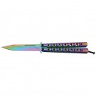 Classic 6 Hole Handle Butterfly Knife - Rainbow