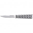 Parallelogram Hole Handle Butterfly Knife - Silver