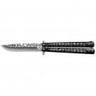 Skullstrike Specter: 3D Skull Design Training Butterfly Knife - Black