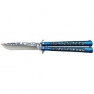 Skullstrike Specter: 3D Skull Design Training Butterfly Knife - Blue