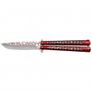 Skullstrike Specter: 3D Skull Design Training Butterfly Knife - Red