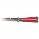 Mirror Polished Butterfly Knife - Red Pearlized Insert