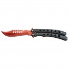 Recurve Butterfly Knife with Textured Handle - Red