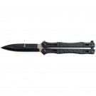 Tactical Spear Point Aluminum Handle Butterfly Knife - Black
