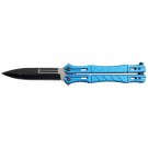 Tactical Spear Point Aluminum Handle Butterfly Knife - Blue