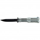 Gray Aluminum Handle Butterfly Knife with Black Blade