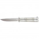 White Marbleized Handle Butterfly Knife