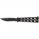 Butterfly Knife with Oval Holes Handle  - Black
