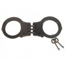 Double Lock Stainless Steel Hinged Handcuffs Black