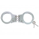 Double Lock Stainless Steel Hinged Handcuffs Silver