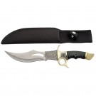 Black Widow Majesty: 14" Bowie Knife with Gold Accents and Secure Sheath