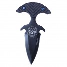 8" Push Dagger with Skull - Black