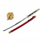 Dragon Handle Katana Sword with Red Scabbard and Gold Detailing