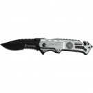 Leatherneck Assisted Knife - Black/Silver Drop Point Serrated