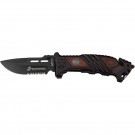 Iron Mike Assisted Knife -  Black Blade / Brown Pakkawood Handle