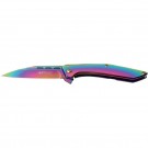 M-Tech MT-1052RB Ball Bearing Flipper Knife - Rainbow Titanium