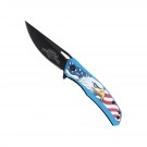 Eagle Honor Patriotic Spring Assisted Knife - Blue Aluminum