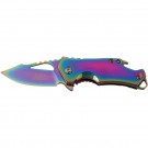 M-Tech Ballastic Assisted Opening Knife MT-A882SRB - Rainbow Titanium