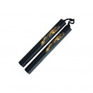 12" Foam Nunchaku With Gold Dragon Print and Rope - Black