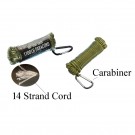 50' x 13/64" 14 strand Paracord - Pull Strength 1100 LBS - Green
