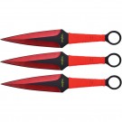 9" 3pc Set Throwing Knives Red w Matcing Cord Wrap