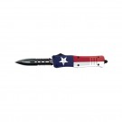 Covert Texas Flag OTF Knife - Dual Edge Serrated