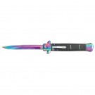 Milano Style OTF Knife - Elite Collection - Black with Rainbow - Large