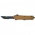 Cubist OTF Automatic Knife - Coyote - Tanto Serrated