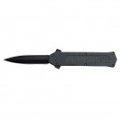 Stiletto Style OTF Knife with Hidden Switch - Black with Extreme Grip Inlay