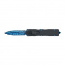 Front Switch OTF Knife - Blue Damascus Etch Blade