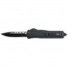 Rubberized Grip OTF Knife - Two Tone Blade - Dual Edge