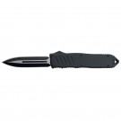 Two-Tone Blade Black Handle OTF Knife - Double Edge Plain