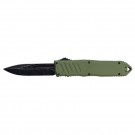 Stonewash Blade Green Handle OTF Knife - Clip Point