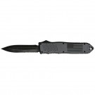 Stonewash Blade Gray Handle with US Flag OTF Knife - Double Edge