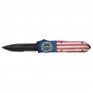 Stonewash Blade 1776 USA Flag Handle OTF Knife - Clip Point