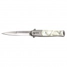 Elegant White Marble Stiletto Automatic Knife