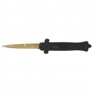 Stiletto Style OTF Knife with Gold Damascus Etch Blade