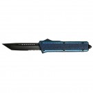 Lustrous Blue Tanto Titanium OTF Knife - Full Size