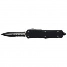 Smooth Operator OTF Knife - Black Handle with Double Edge Serrated