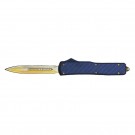 Sophisticated Gold Blade OTF Knife with Carbon Fiber Inlay
