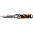 Faux Jigged Bone Overlay Handle Spear Point Automatic Knife
